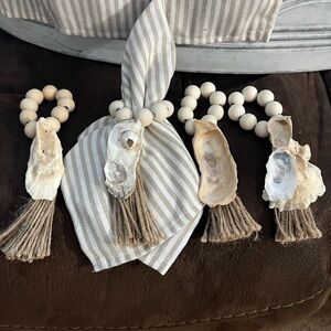 Oyster Shell Napkin Rings with Beads